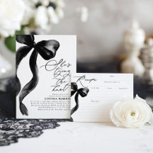 Elegant Black Bow Bridal Shower Invitation Suite