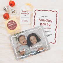 Wavy Border Modern Retro Christmas Holiday