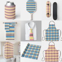 Blue Brown Pink Yellow Plaid And Stripes