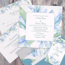 Blue Lilies Watercolor Wedding