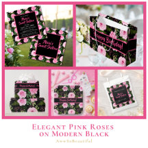 Elegant Pink Roses on Modern Black 