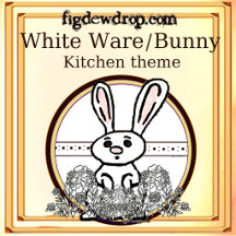 kitchen white ware bunny flowers
