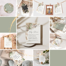 Script natural Baby shower pampas grass modern