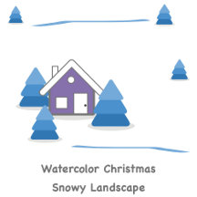 Watercolor Christmas Snowy Landscape