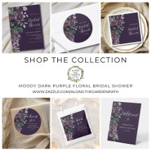 Moody Dark Purple Floral Bridal Shower