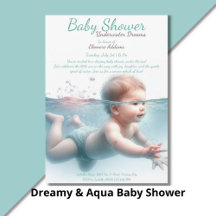Dreamy & Aqua Baby Shower Invitations – Watercolor