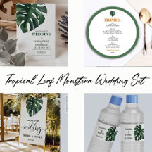 Tropical Green Monstera Leaf Wedding Set