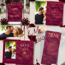 Burgundy and gold elegant wedding suite