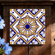 Portuguese Blue Yellow Mediterranean Floral