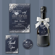 Denim Diamonds Bling Classy Elegant Birthday Party