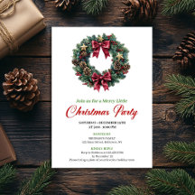 Classic Christmas Wreath Party Invitations #44W