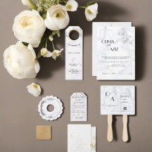 Stylish white marble wedding or party needs