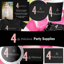 4 and Fabulous Fourth Birthday Pink White Black