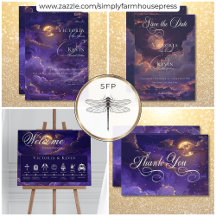 Dark Moody Purple & Gold Moonlit Clouds Wedding