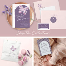 Dusty Purple Floral Butterfly Baby Shower