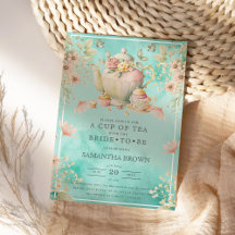 Wildflower Tea Party Teal Blue Bridal Shower