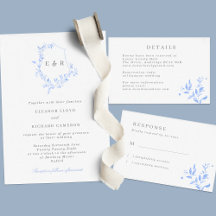 Regency Blue Leaves Wedding Collection