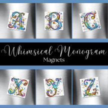 Whimsical Monogram Magnets