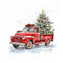 Old Red Truck Merry Christmas