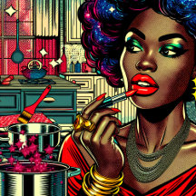 Pretty Woman Putting on Lipstick