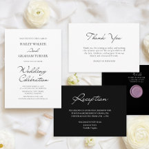Classic Script Minimalist Black & White Wedding