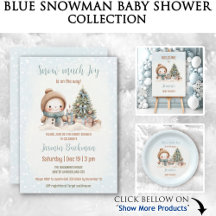 Blue Vintage Snowman Baby Shower
