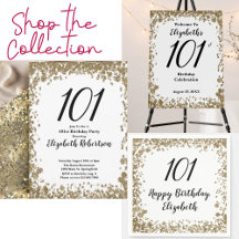 101st Birthday Celebration Gold Glitter Glam