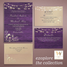 String Lights and Rustic Wood Purple Wedding Suite