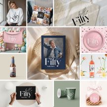 Modern minimal typography simple 50th birthday