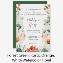 Forest Green, Rustic Orange, White Floral