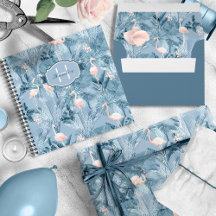 Flamingo Orchid Tropical Pattern Blue