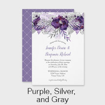 Purple Silver Gray Watercolor Roses Wedding Suite