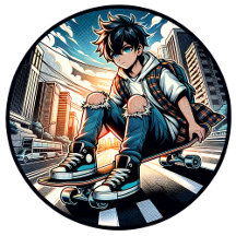 Anime Boy Skateboarding 