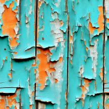 Orange and Turquoise Blue Faux Distressed Wood