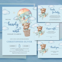 13 Hot Air Balloon Boy Teddy Bear vintage flowers