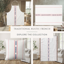 Traditional Rustic French Blue & Red Stripe