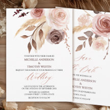 Boho Natural Watercolor Floral Wedding