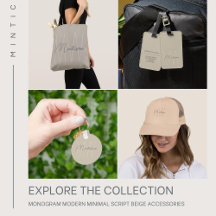 Monogram Modern Minimal Script Beige Accessories