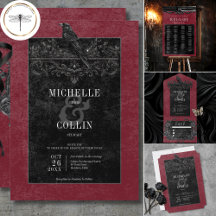 Gothic Black Raven & Black Roses Wine Wedding