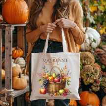 Personalized Autumn Harvest Tote Bags