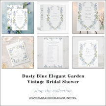 Dusty Blue Elegant Garden Vintage Bridal Shower