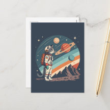 Retro Futuristic Cat Astronaut Design