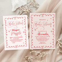 Minimalist Pink Bow Doodle Baby Shower