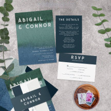 Modern Minimalist Blue Teal Photo Wedding