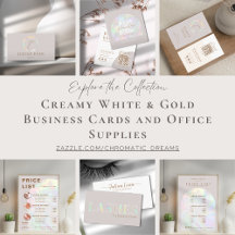 Elegant Beige Holographic Business Office Supplies