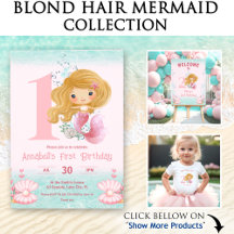 Blonde Mermaid   Girl Birthday