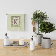 Vintage Monogram Floral Nouveau Green Letter 