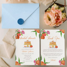 Watercolor Peach Cake With Peach Blossoms