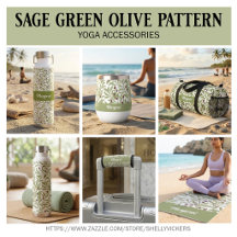 Sage Green Olive Pattern Yoga Accessories