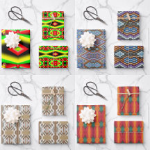 Wrapping Sheets Gift Paper With Geometric Designs 